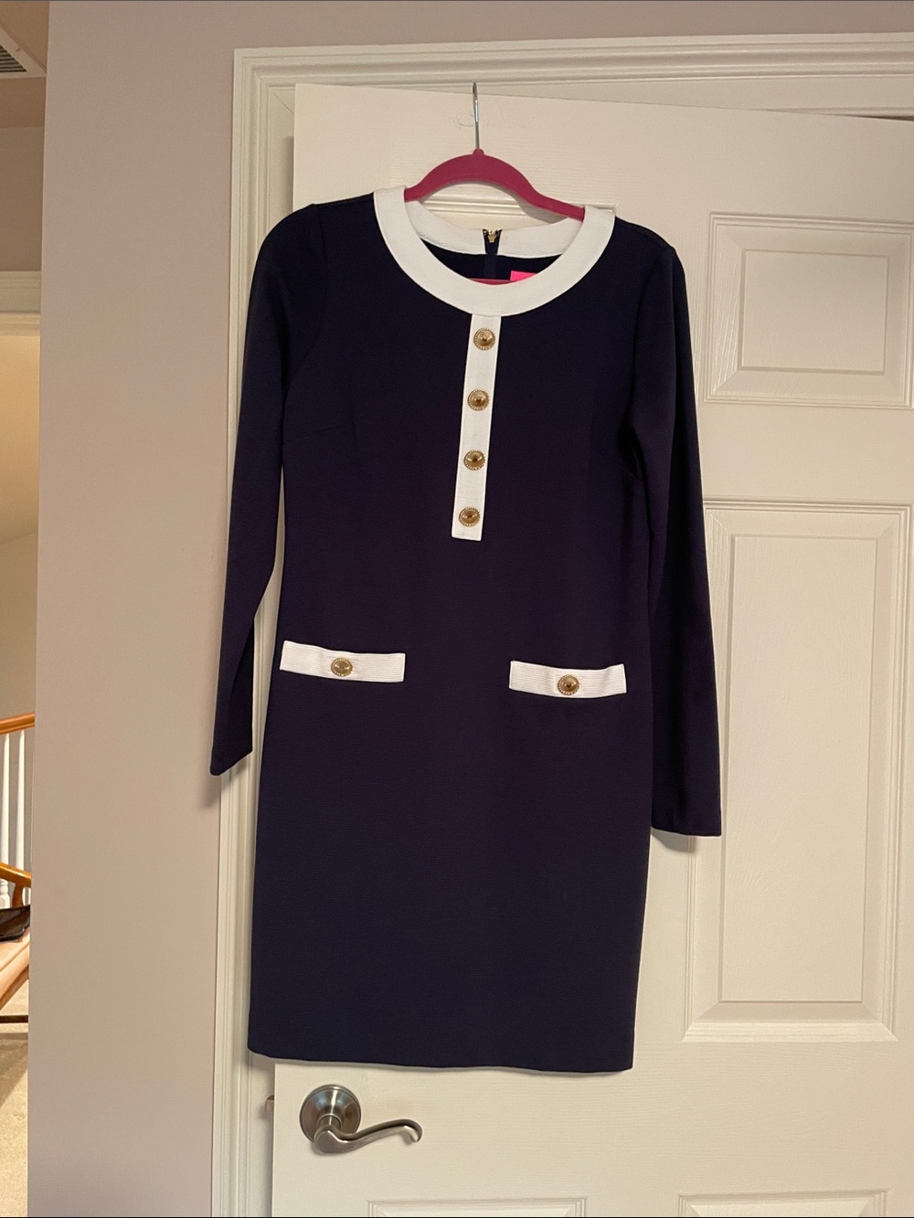 Classic Navy and White Long-Sleeve Shift Dress NWOT by Lilly Pulitzer